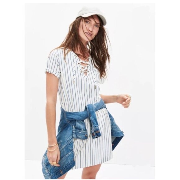 Madewell Harbor Lace-Up Shift Dress, F2186, Size: XXS - Picture 11 of 11